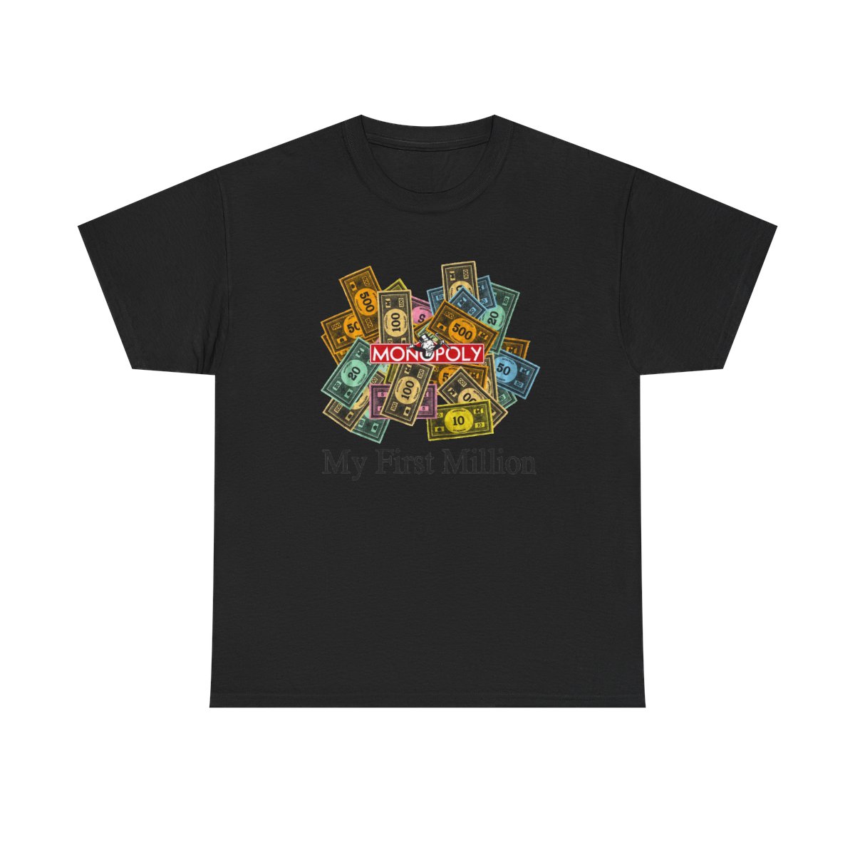 My First Million Monopoly Money Unisex Tee - alternate angle 2, merchandise
